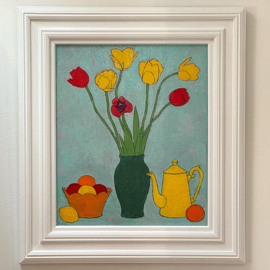 Tulips and Yellow Coffee Pot by John Paul Raine