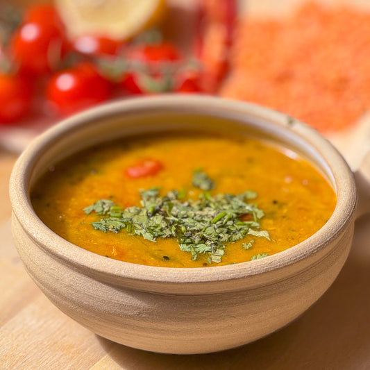 Red Lentil Dal with Tomatoes, Onions and Coriander