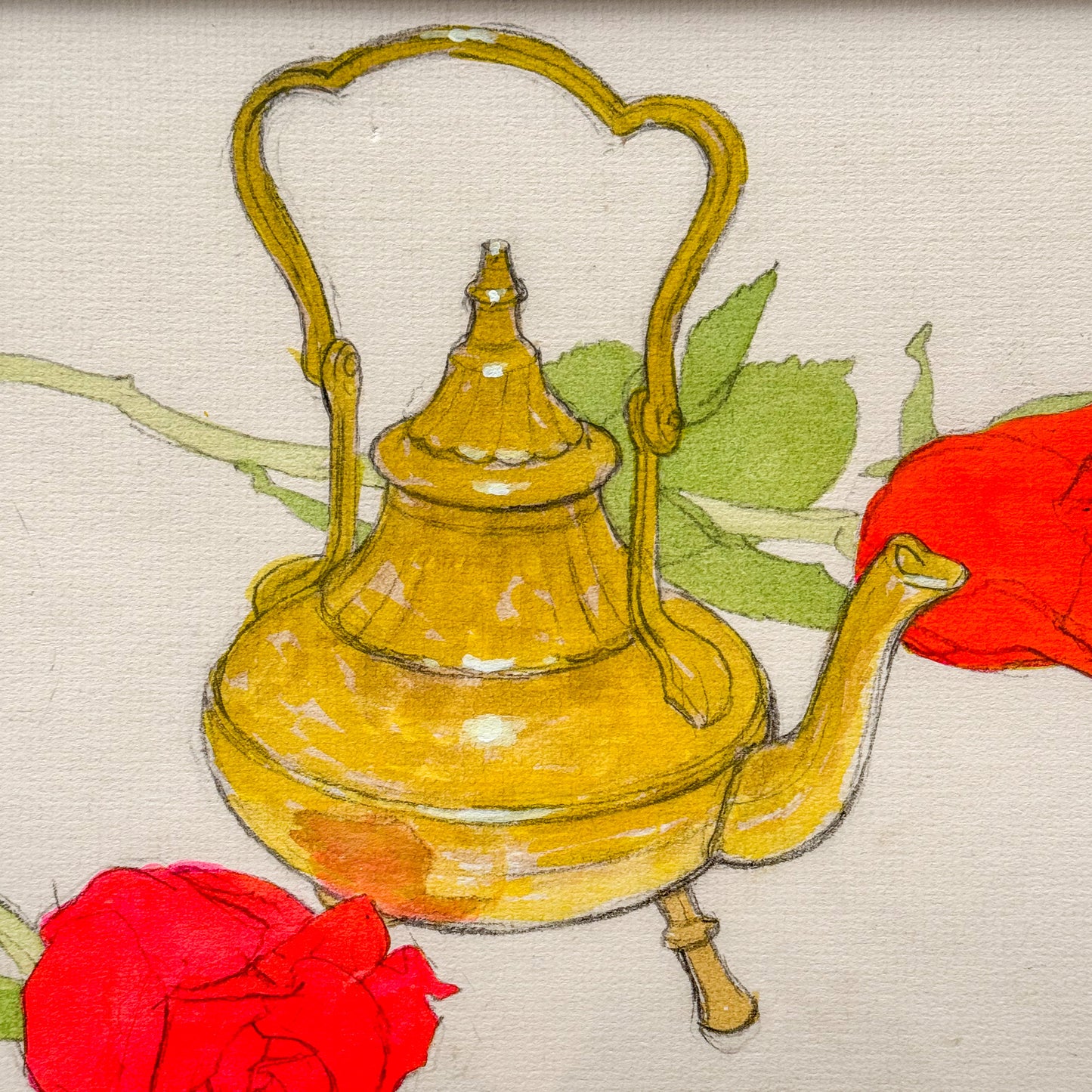 Teapot and Roses by John Paul Raine