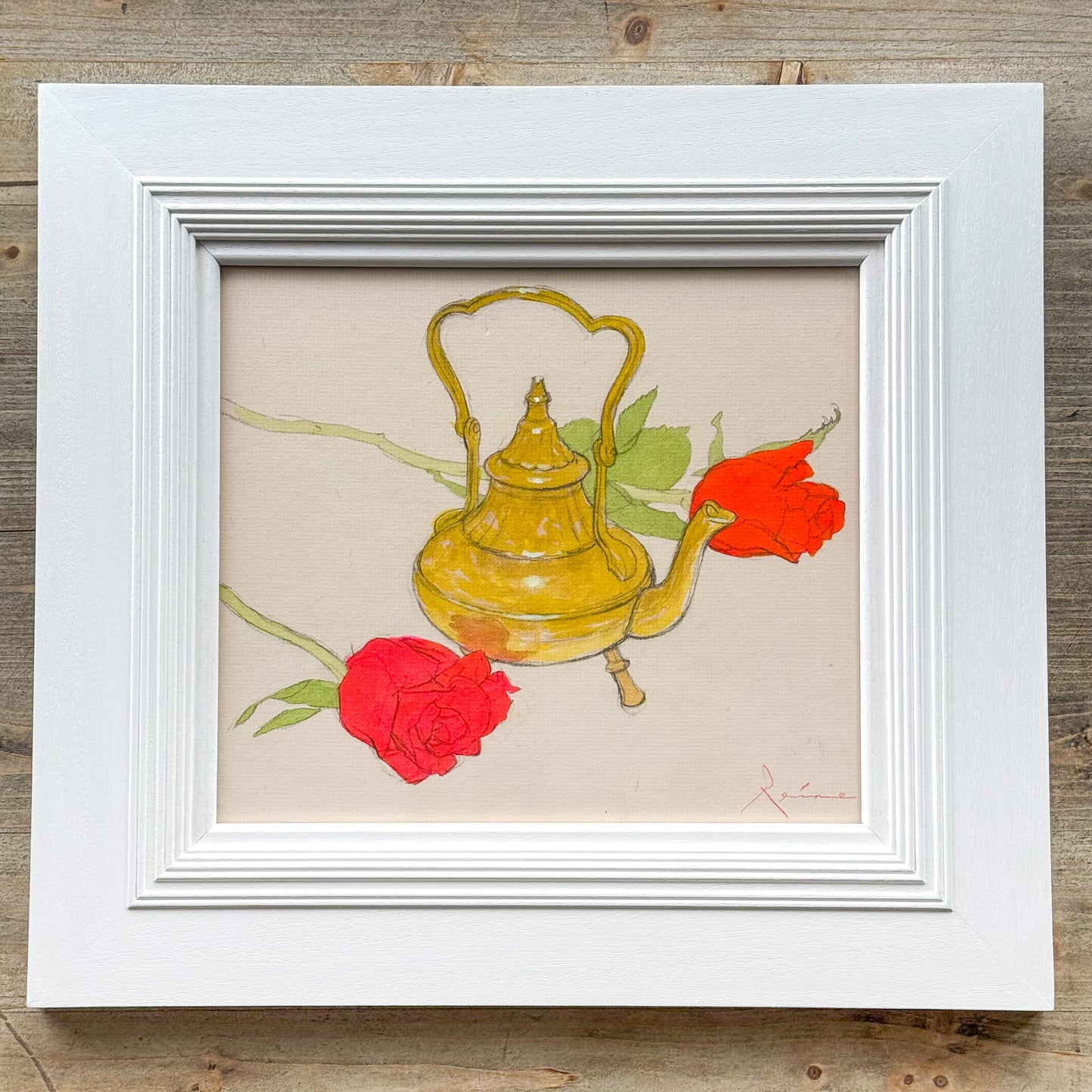 Teapot and Roses by John Paul Raine